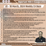 01-10 March 2024 Weekly Important MOU & Inauguration CA Doze