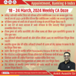 18-24 March 2024 Weekly Appointment, Banking & Index CA Doze