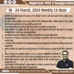18-24 March 2024 Weekly Important MOU & Inauguration CA Doze