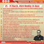 25-31 March 2024 Weekly Appointment, Banking & Index CA Doze