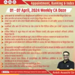 01-07 April 2024 Weekly Appointment, Banking & Index CA Doze