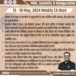 13 – 19 May, 2024 Weekly Important MOU & Inauguration CA Doze
