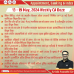 13 – 19 May, 2024 Weekly Appointment, Banking & Index CA Doze