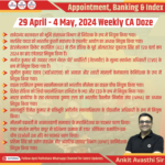 29 April – 4 May, 2024 Weekly Appointment, Banking & Index CA Doze