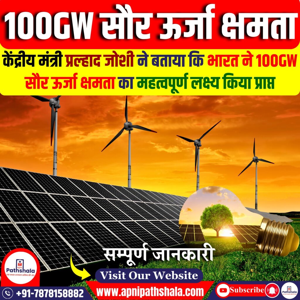 100GW सौर ऊर्जा क्षमता का लक्ष्य पूरा