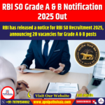 RBI SO Grade A & B Notification 2025 Out