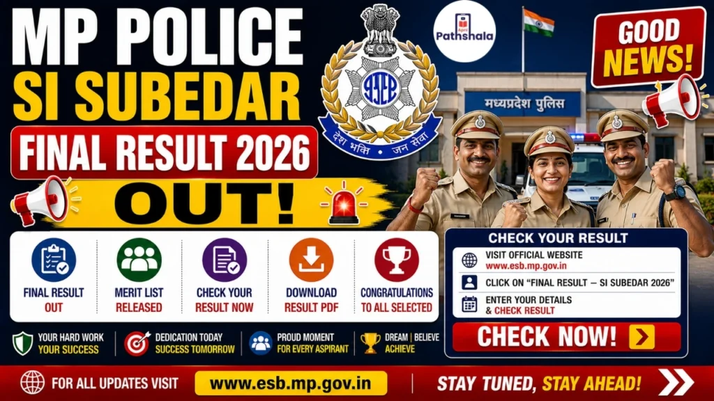 MP Police SI Subedar Final Result 2026 Out