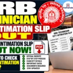 RRB Technician City Intimation Slip 2026 Out